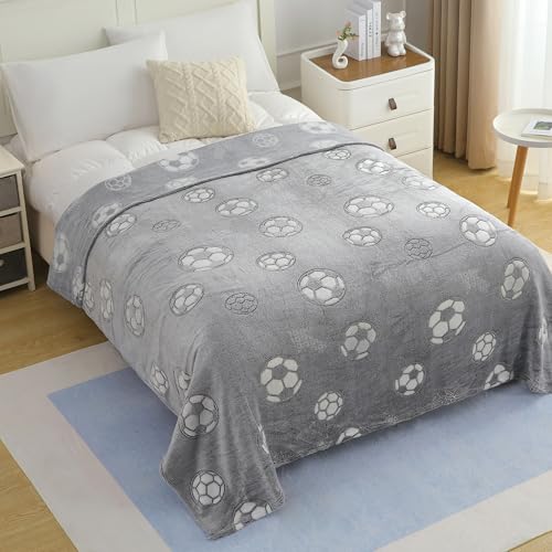 Image of Story@Home Glow in the Dark Blankets for Kids | Kids Lightweight AC Blanket | Kids Blanket 0-15 Years (200x150cm) Soft Fleece Blanket | Cozy All-Season Radium Blanket for Boys & Girls - Soccer