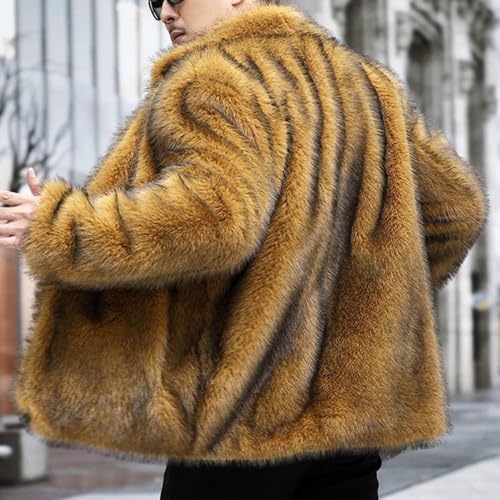 Men Mid Long Open Front Faux Fur Coat Notched Lapel Cozy Faux Mink Jacket Winter Casual Business Warm Overcoat2