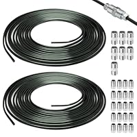 2 Stück Bremsleitung 5m Ø4.76mm, Bremszug Mit 20 Verschraubungen und 10 Verbinder, Stahl-Bremsrohr im Sortiment, Universal Schaltzug für Bördel F Fuer Auto PKW Motorrad