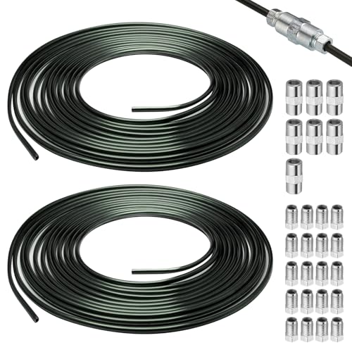 5m Tuyau de Frein Ø 4,76 mm en Acier Cuivré Revêtu, 2 Pcs Câbles de Frein avec 20 Raccords Vissés et 10 Connecteurs, Conduite Générale, Cable Frein...