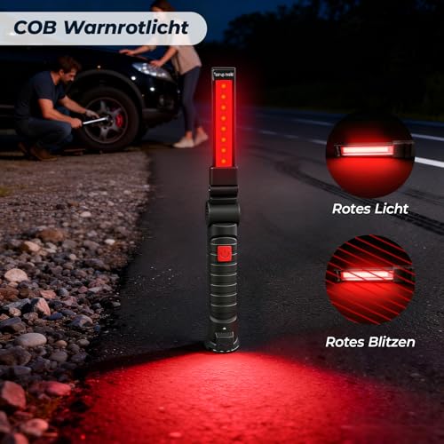 LED Werkstattlampe 4 Stück, Geschenke für Männer Mechaniker Arbeitsleuchte | Taschenlampe | Wiederaufladbar Werkstatt Handlampe mit Magnet und Haken für Autoreparaturen Werkzeug und Camping