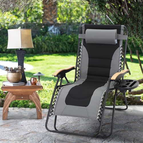 MAISON ARTS Oversized XXL Padded Zero Gravity Lawn Chair Foldable...