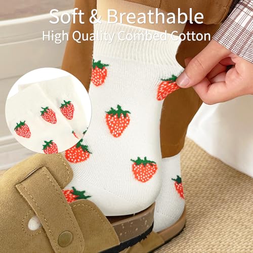 Image of Women's Cute Crew Socks, Casual Athletic Cotton Bowknot Cherry Calf Novelty Socks for Women