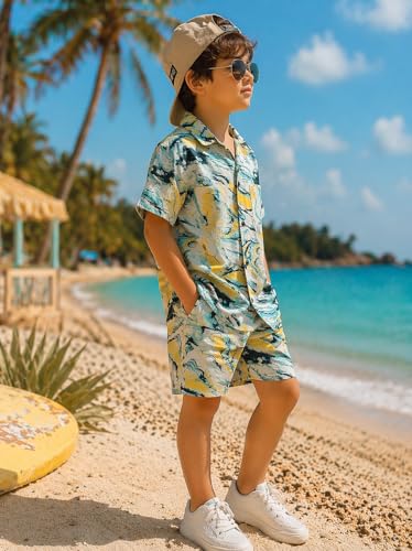 Image of superminis Boys Coordinated Set With Printed Rayon /Cotton Shirt and Shorts