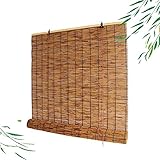 Outdoor Reed Roller Blinds Retro, Breathable Bamboo Roll Up Shades Indoor, Sunscreen Reed Curtains with Lift, Cordless, Window Dressing, 34×60', 36×72', 48×72', 60×72', 72×72' ( Size : 72x72in(WxH) )