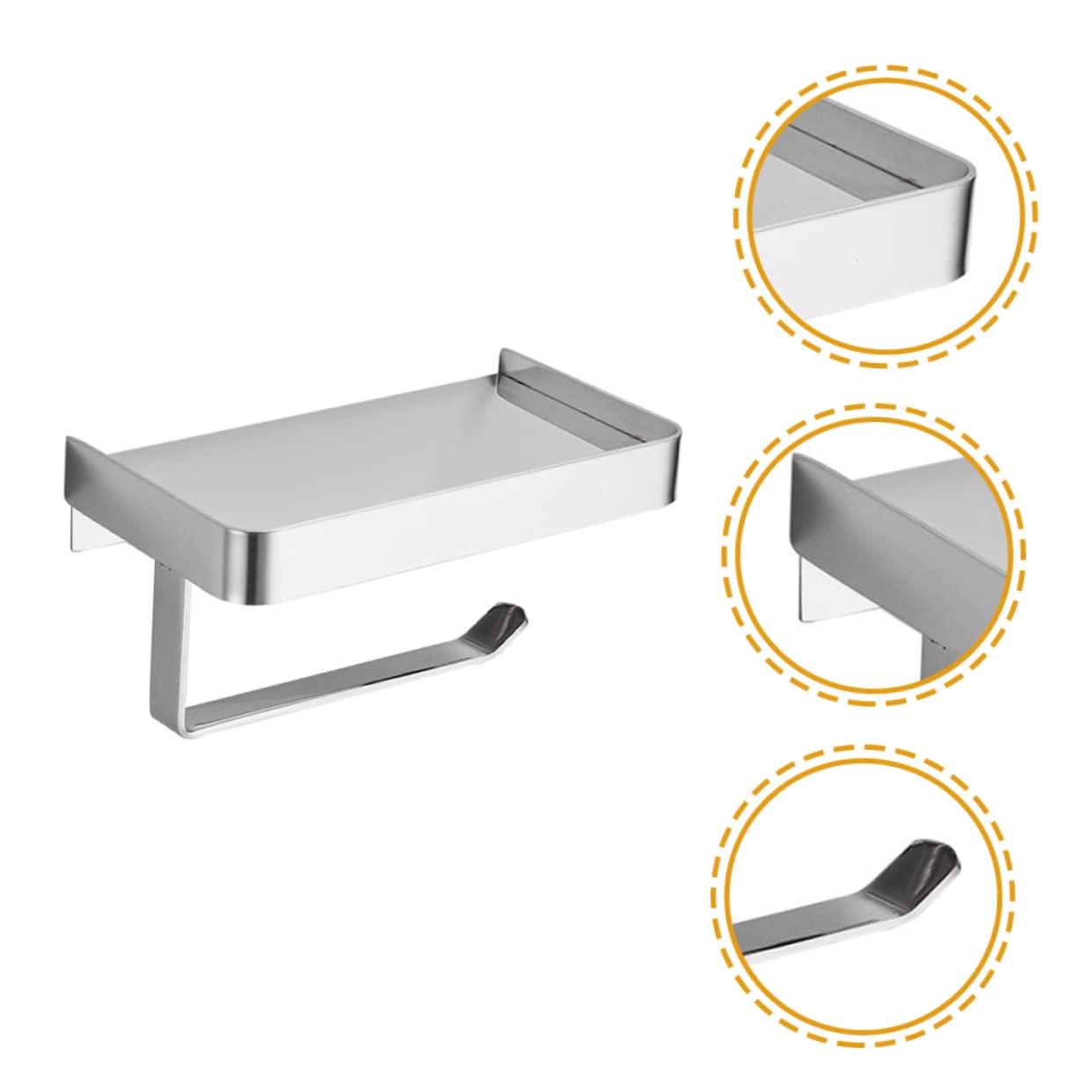 VILLCASE Porta Rotolo Carta Igienica da Muro in Acciaio Inossidabile con Ripiano per Telefono, Supporto Adesivo Facile da Installare, per Bagno e Toilette