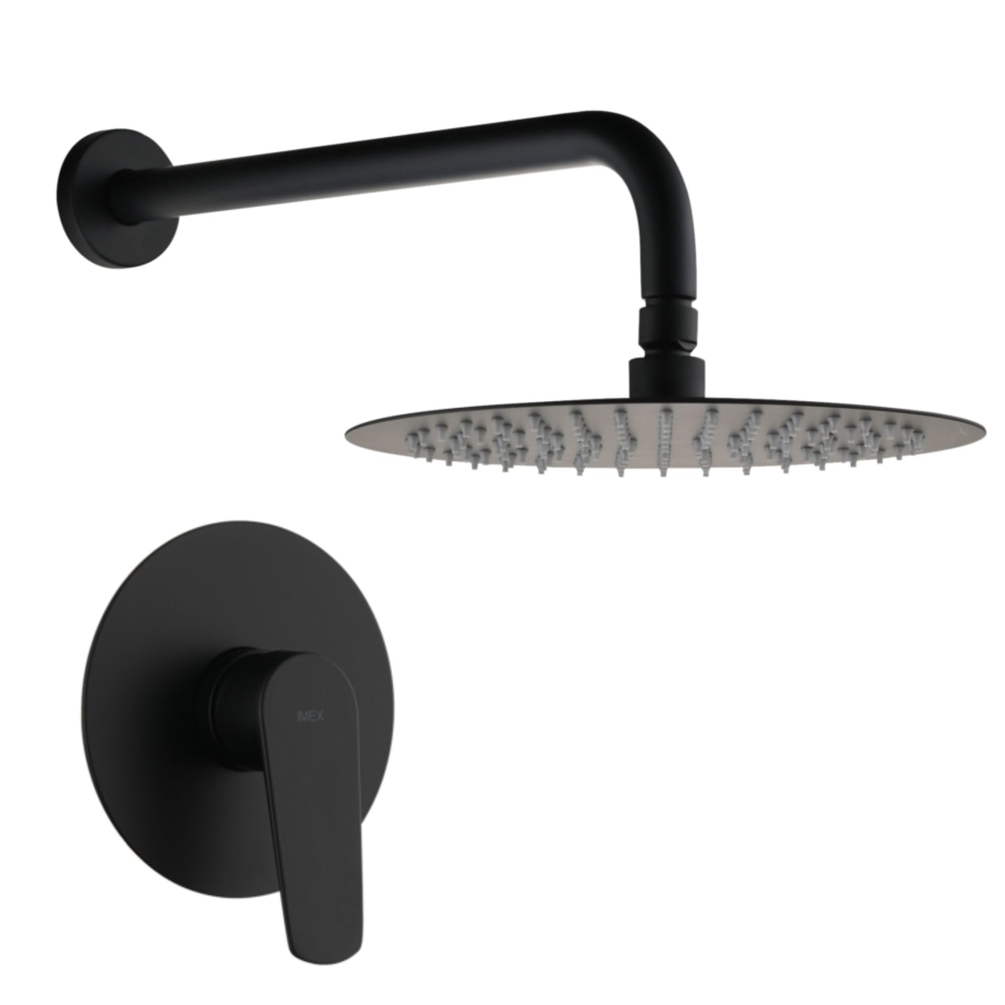 IMEX - Ducha Empotrada Negra Monomando | Conjunto de Grifería Empotrado con Rociador Antical Efecto Lluvia | Columna Ducha Empotrada con Grifo en Latón y Acero Inox S.304 (SIN ALCACHOFA)