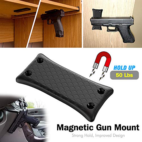 2-Pack Gun Magnet Mount, 50 Lbs Rating,Rubber Coated Gun Holder For Pistol, Handgun, Shotgun, Rifles, Revolvers, Safe, Hunting, Firearm Accessories, Using In Car, Truck, Wall, Desk, Vehicle And Home #TOP3