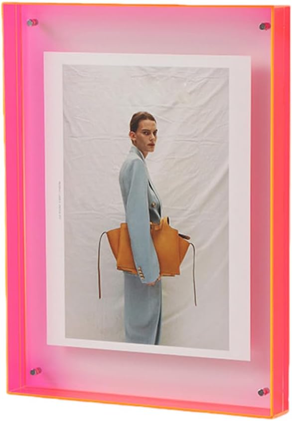 1pc Acrylic Photo Frame – Colored Transparent Frame for Tabletop Display, 5.5 * 4.3 Inches, Perfect for Decorating Living Rooms, Bedrooms, Studies, and More,Fluorescent Red