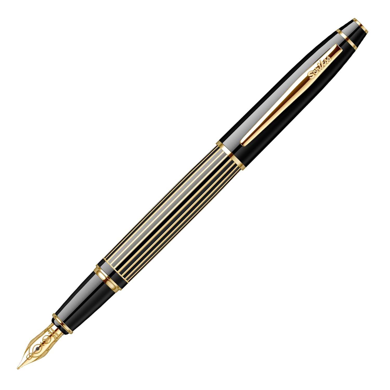 Scrikss 35L Dolmakalem Çizgi Desenli Siyah Altın M Uç