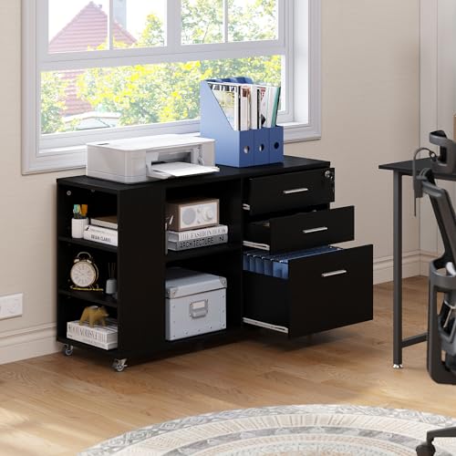 image for YITAHOME File Cabinet, Mobile Lateral Filing Cabinet with Lock for Hom