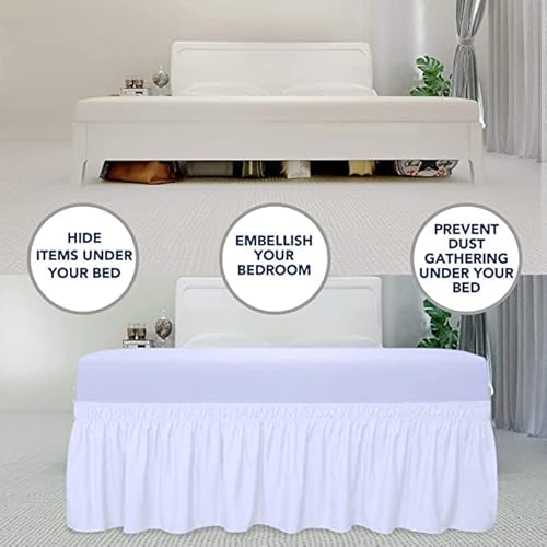 Wrap Around Bed Skirt Pink Queen Size 14 Inch Tailored Drop, Soft Double Brushed Premium Microfiber, Luxury, Easy To Care Wrinkle/Fade Resistance #TOP4