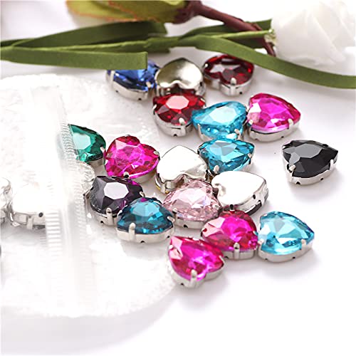 Strass En Verre En Forme De Cœur à Coudre - Lot De 100/200 Pièces Avec Griffe Dorée Pour Customisation Vêtements