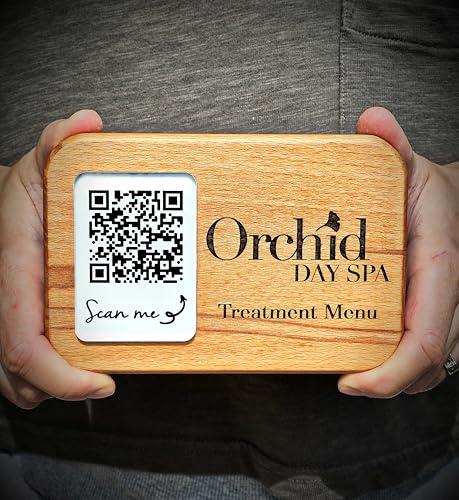 Panneau menu QR en bois acrylique gravé pour avis restaurant et café - Lot de 10