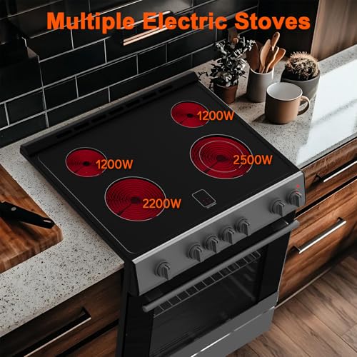 30-Inch Electric Freestanding Range with 5.0 Cu.Ft Convection Oven, 4 Burners - In Stainless Steel, Smooth Glass Top, Timer, High-Efficiency, Easy Reach Rack, Silver