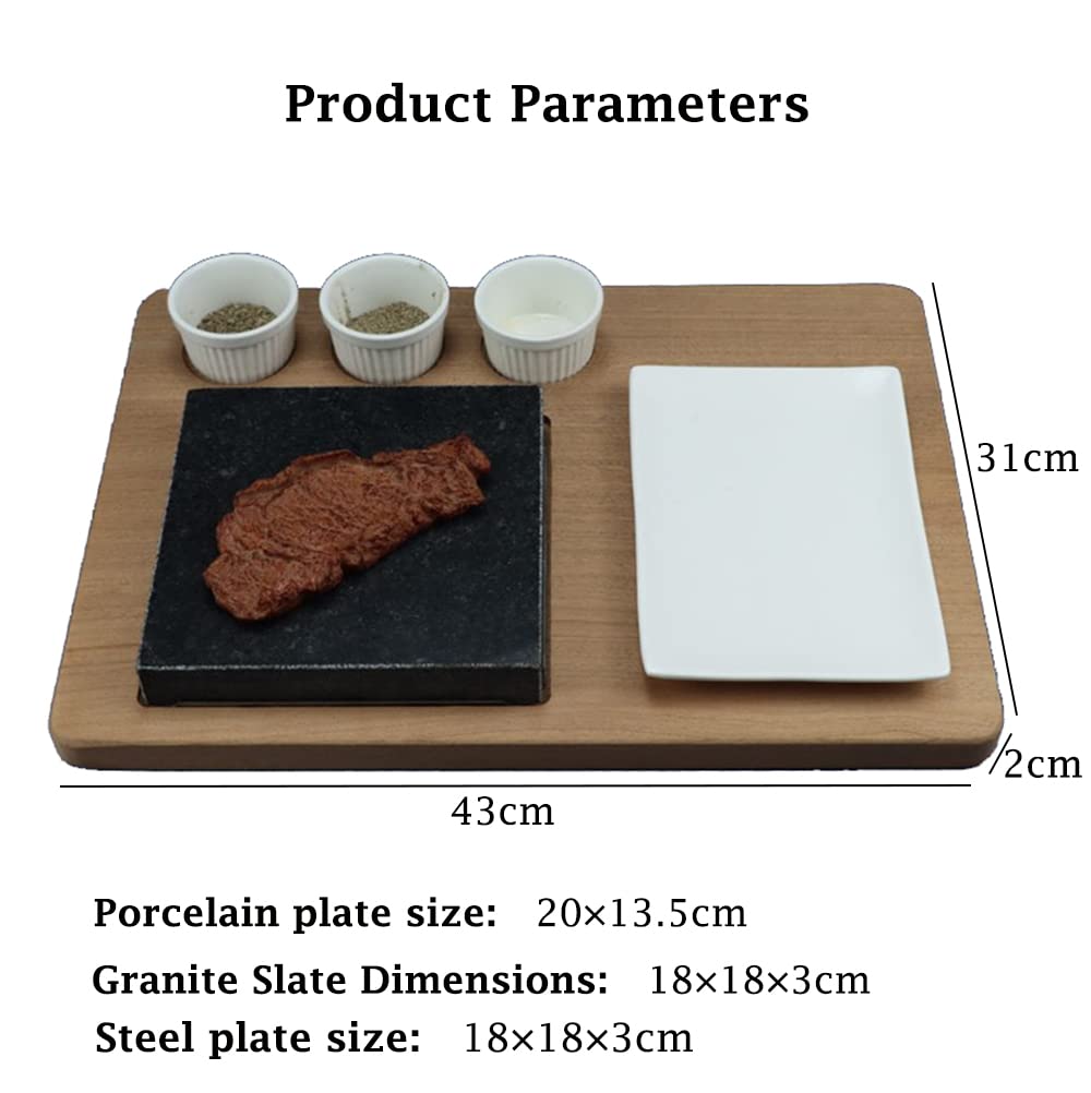 Lava Steak Stone Platter Set, Lava Griddle Steakstone,Hot Stone Grill Cooking Steak Set,Lava Frying Pan Steak Stone,Granite Stone Rock Barbecue Slate Cooking