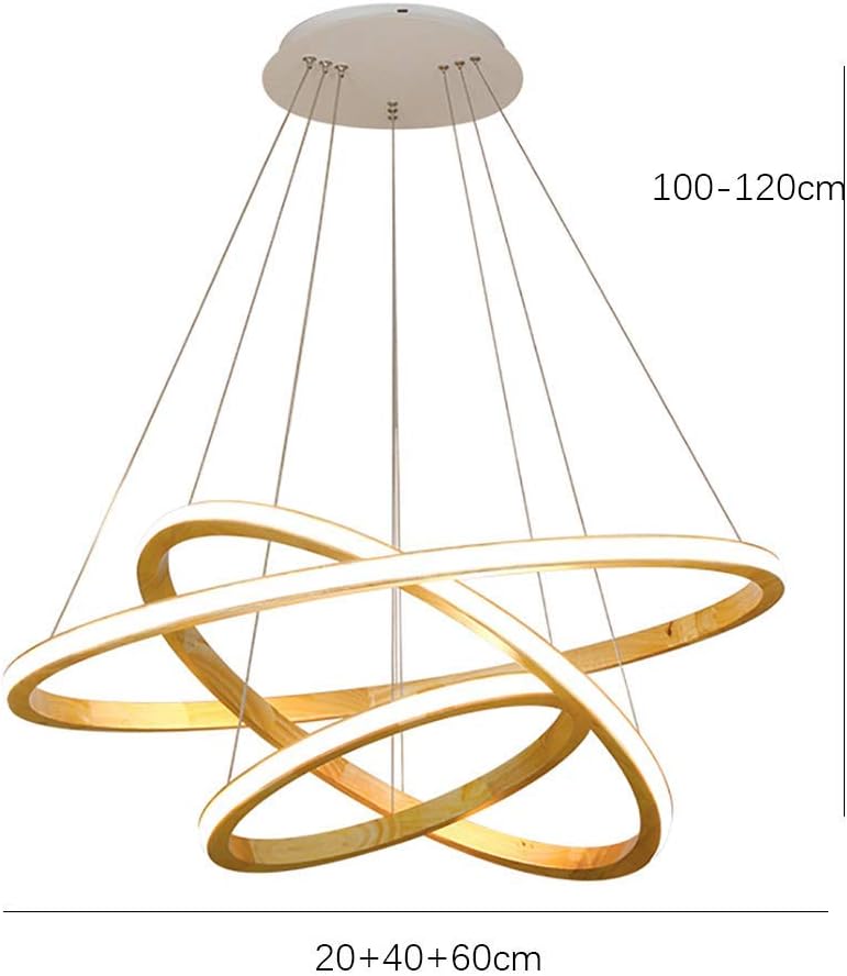 Living Room,Modern 3-Ring Led Chandelier Dimmable Contemporary Ceiling Light Fixture Acrylic Led Pendant Light with Light Source,for Dinning Room,Warm Light,30+50+70Cm