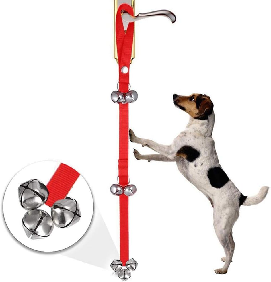 Dog Housetraining Door Bells Adjustable Doorbells for Potty Training, Tinkle Bells Set for House Training (Red)
