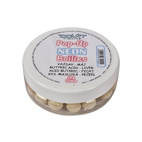 Dovit Bouillette fluo pop-up 10-14 mm - Boules - Appât à la carpe - Méthode de pêche (acide butyrique-foie)