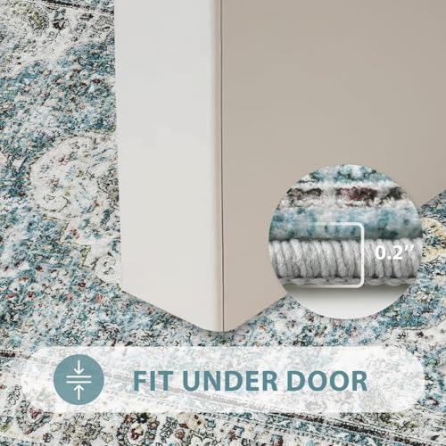 image for Uphome Blue Bathroom Rugs, Distressed Farmhouse Boho Bath Mat, Comfy V