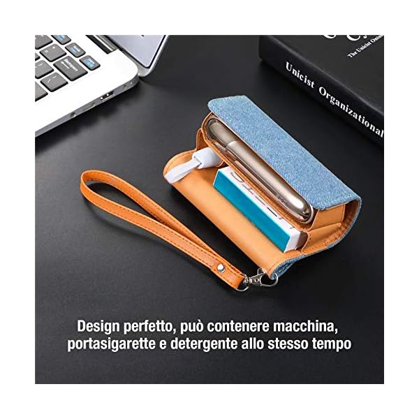 ZITFRI E Zigarette Tasche für IQOS3 / IQOS3 Duo, Hülle aus Leinen und PU-Leder - Organizer für IQOSZubehör, Tasche für E… – Bild 3