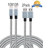 Mribo 2PACK 10FT Lightning Cable Nylon Braided Charging Cable USB Cord for iPhone,iPad,iPod.New Version(GRAY)