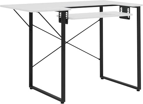 Small Sewing Machine Table with White Top and Black Legs