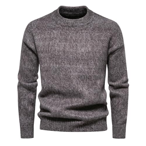 Men's Autumn Winter Simple Casual Solid Color Round Neck Pullover Base Knit Sweater