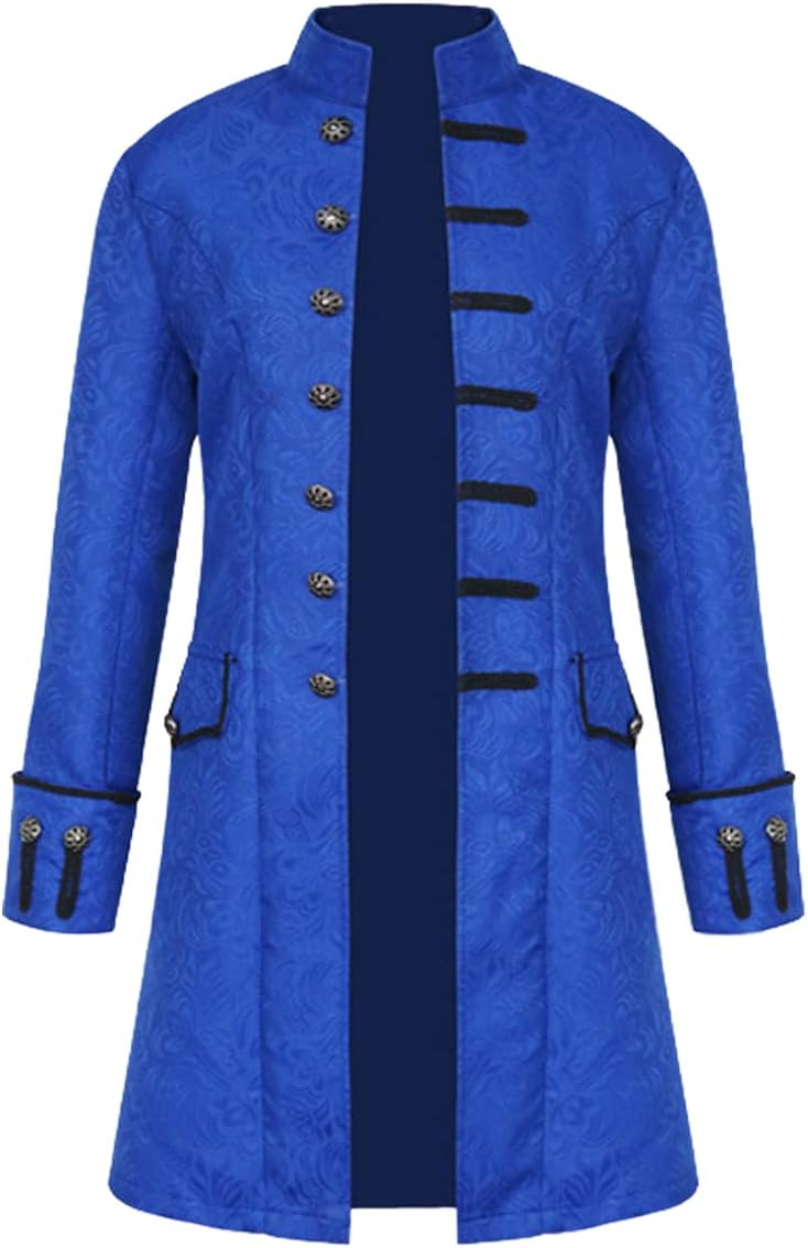 Mens Vintage Tailcoat Steampunk Jacket Gothic Costume for Halloween Cosplay Medieval Victorian Frock Coat Long Uniform