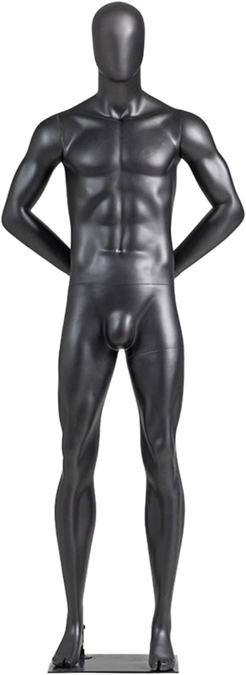 Male and Female Mannequin Full Body - Standing Posture, Realistic Clothing Store Retail Mannequins - Frp Material, Detachable Dummy Clothes Display Stand,Grey Amale,Black B-Male