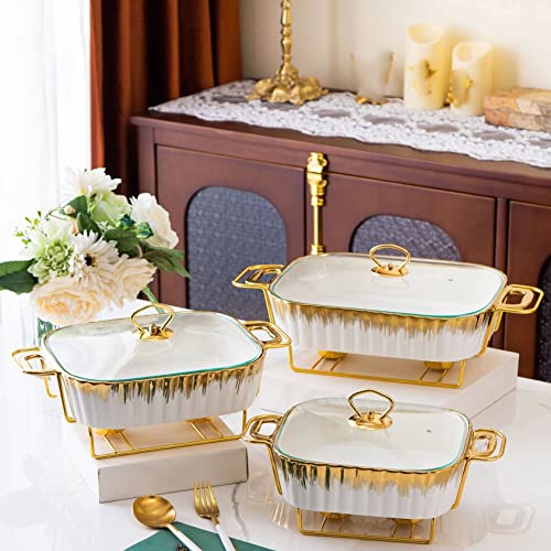 Speisenwärmer Buffetwärmer aus Keramik,Chafing Dish Warmhaltebehälter Rechaud für Catering Behälter,Speisewärmer Wärmebehälter,Buffetwärmer Speisenwärmer Warmhaltebehälter für Catering,Buffet,Party – Bild 3