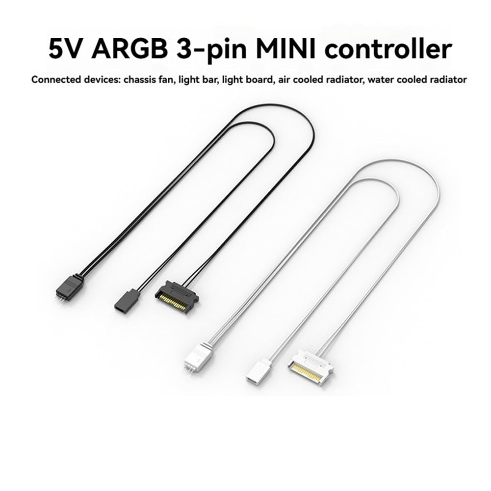 auf ARGB Beleuchtungs-Adapterkabel Computer ARGB Controller auf ARGB Reset Power Kabel PC Manueller Reset Controller Schwarz