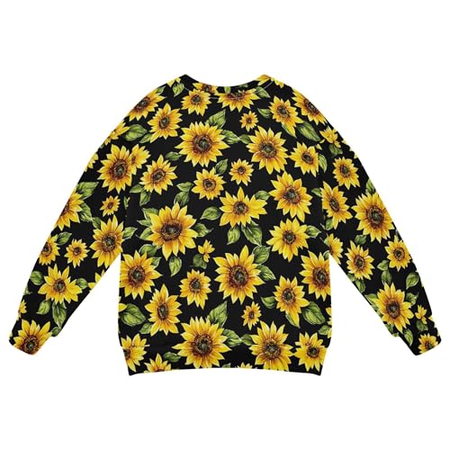 JUNZAN Black Sunflowers Leaf Kids Girls Hooded Sweatshirt Long Sleeve Hoodie for Boys Sports 4T2