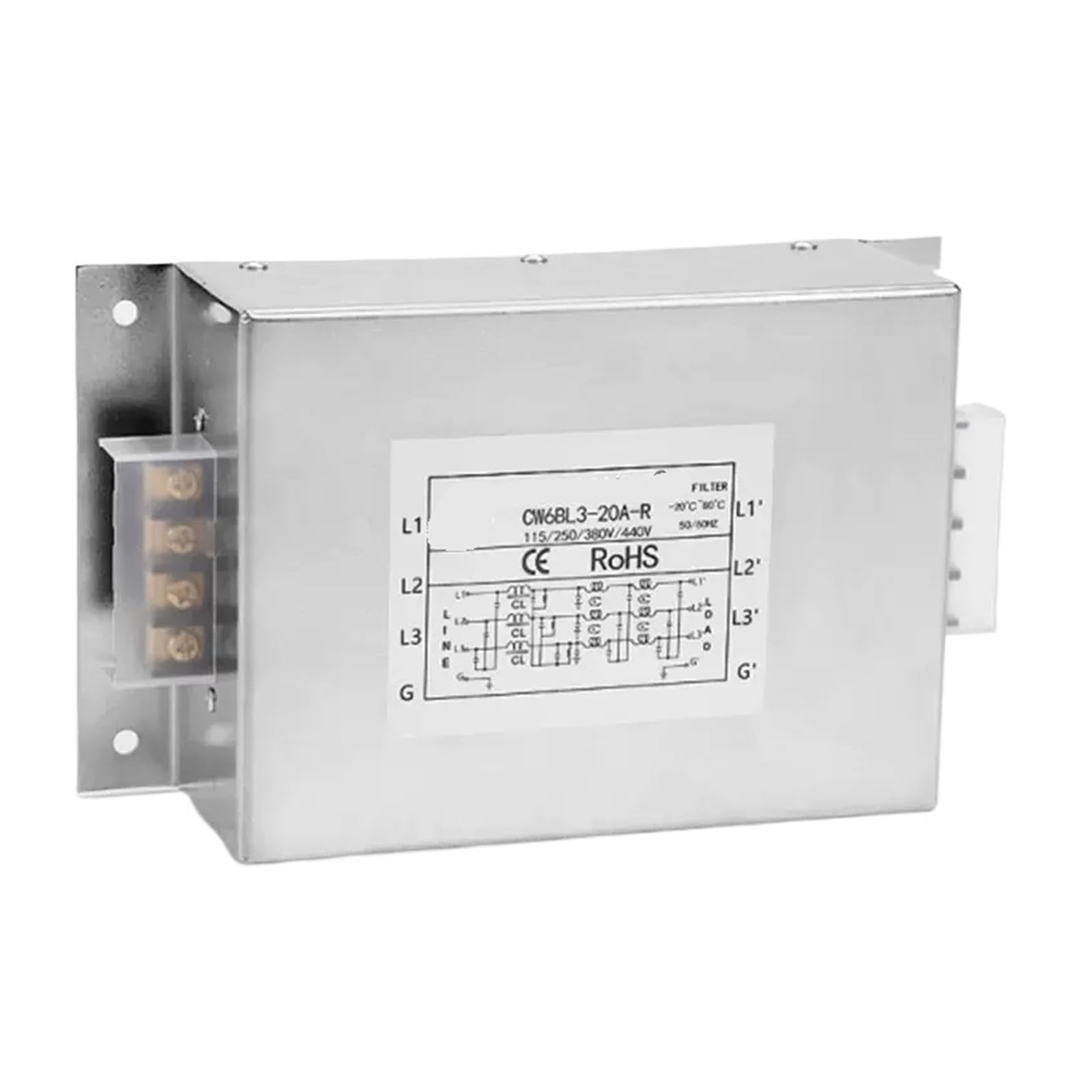 Filtro trifásico de frecuencia variable CW6BL3-20A-R para bloque de terminales 3