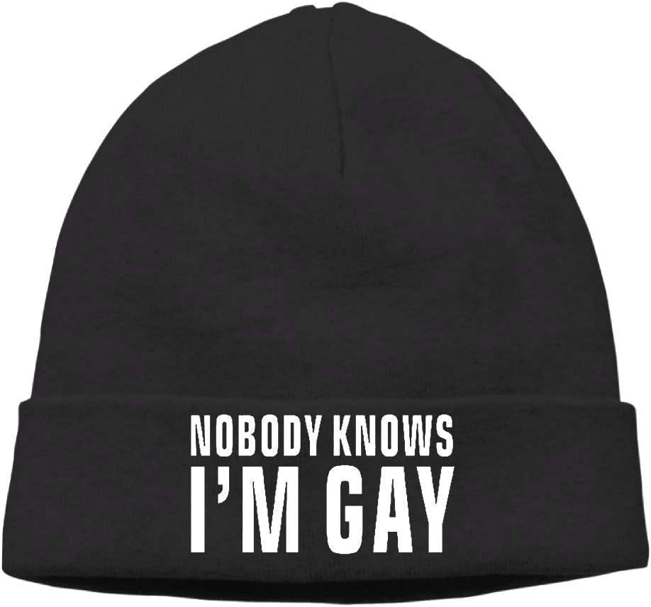 TRUIOKO Skull Cap Knitted Hat Momen's Nobody Knows I'm Gay Classic Skiing Beanies Hat