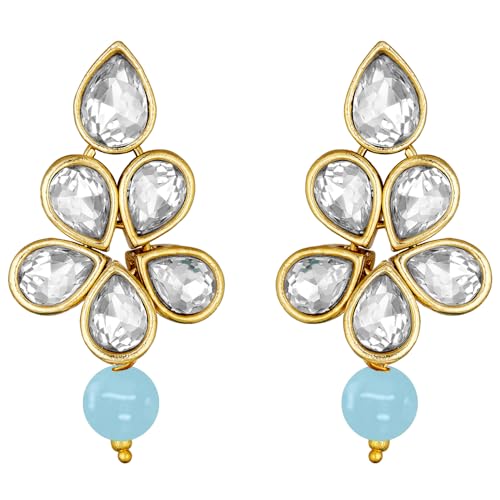 Image of Peora Crystal Faux Pearl Kundan Necklace & Jewellery Set Gift for Women