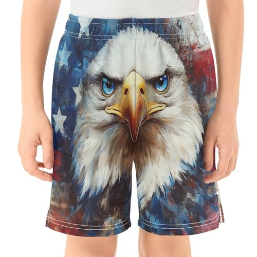 DOMIKING Hawk Flag Blue Kids Shorts Pull-on Boys Shorts with Elastic Waist Casual Athletic Pants for Summer Outdoor Playwear2