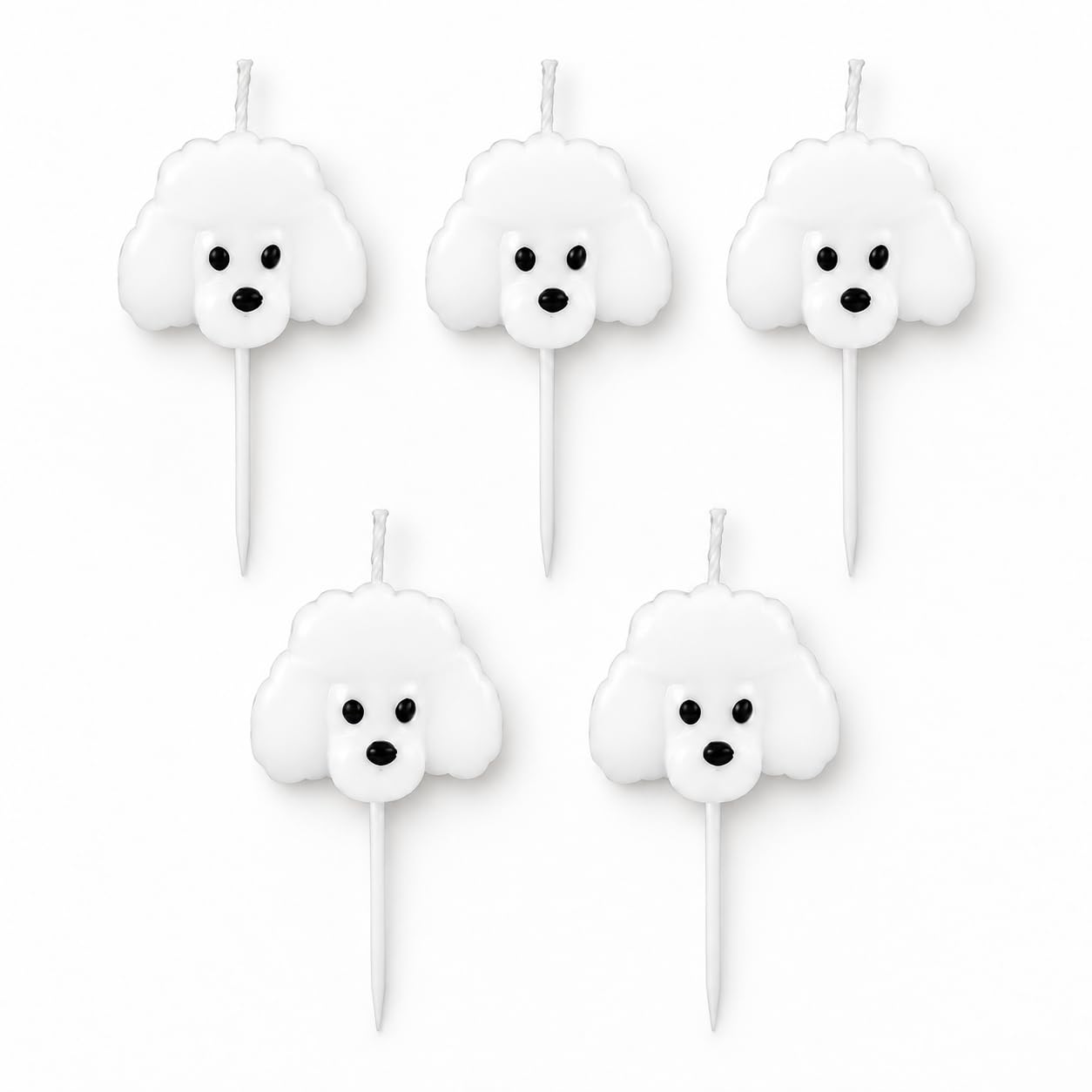 Cute White Dog Birthday Candles, Puppy Cake, Pet Birthday Parties, Animal Theme Parties, 5 Pcs