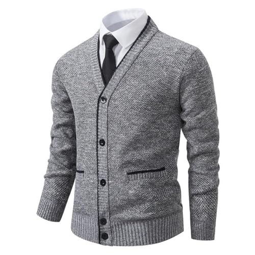 Men Cardigan V-Collar Long Sleeve Sweater Single Breast Solid Tops3