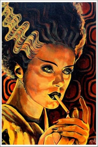 Looking for Monster Love by Mike Bell Bride of Frankenstein Wall Art Print, Monster Art, Horror Art, Semi-Gloss Paper, Perfect for Framing, Made in the USA