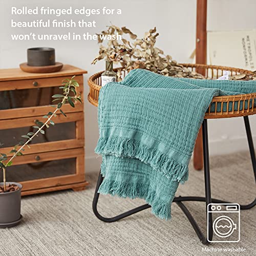 Manta de algodón con borlas de estilo rustico, bufanda y chal decorativo boho 5