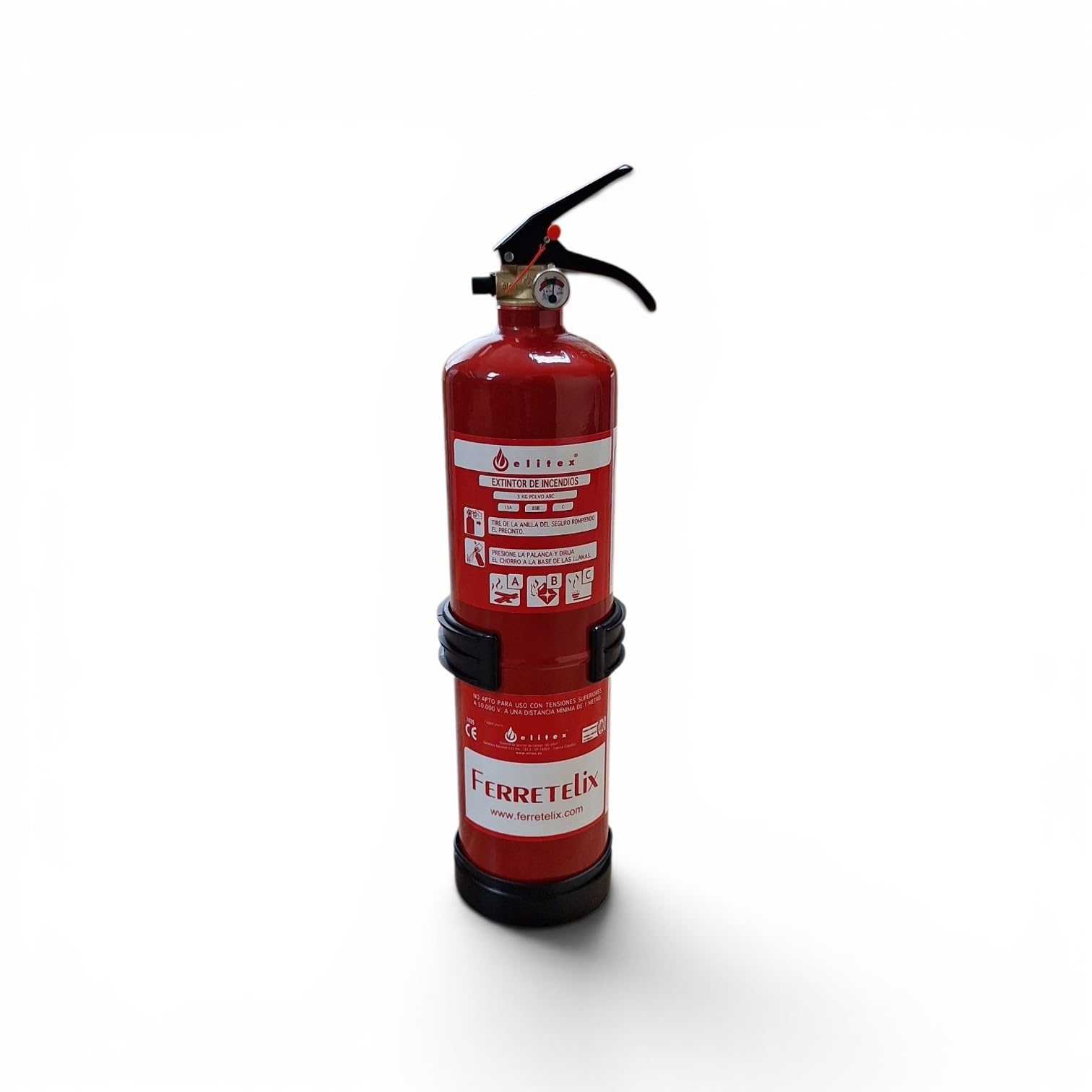 FERRETELIX® Extintor de Polvo ABC 3 kg Homologado CE con Soporte de Montaje | Extintor Portátil para Hogar, Garaje, Oficina, Comercio, Taller y Vehículos