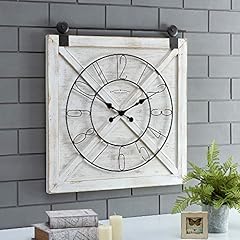 Firs Time & Co. White Farmstead Barn Door Wall Clock for Home Office, Kitchen, Living Room product
