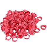 UMDHAIYI pour bandes de pattes d'oiseaux, pour volaille, conception de taille réglable avec six fentes, matière plastique non toxique, numérotée pour une identification facile, (Rose Rouge)