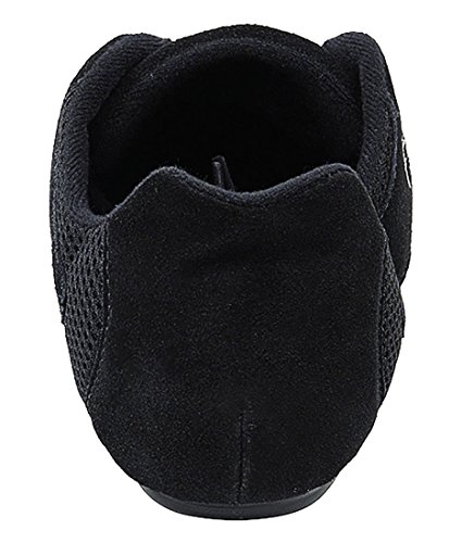 Very Fine Dance Shoes - Unisex Dance Sneakers - Flat Heel Gum Sole - VFSN016 and Foldable Brush Bundle - Black Suede - 9.54