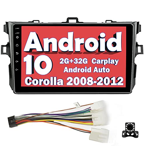 Binize Android 10 Car Stereo for Toyota Corolla 08-12 Compatible with CarPlay&Android Auto,9 Inch Touch Screen Double Din Car Radio Support Bluetooth,GPS Navigation,FM&AM,RDS,DSP,SWC+Backup Camera