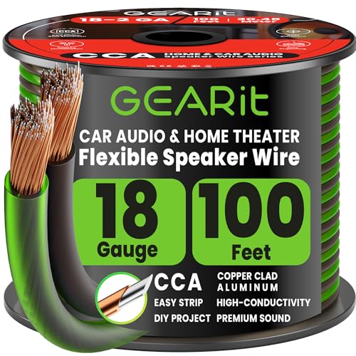 GEARit 18 Gauge Speaker Wire 100FT, Speaker Cable for Home & Car Audio