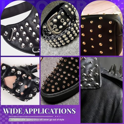 Cosblisvia 455 Stück Nieten Set, Punk Studs für Kleidung, Schraubnieten für Lederhandwerk für Bastler, Designer, Punk-Fans für Gürtel, Jacken, Taschen (Silber)