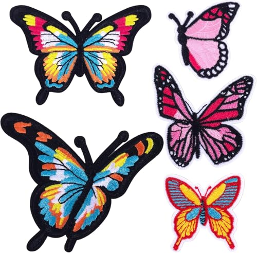 Farfalla Toppe Termoadesive, Toppa Ricamata Farfalle, Toppe Farfalla Adesivi, Farfalla Ferro Patch Poliestere, Toppe da Stirare, Toppe da Stirare in Tessuto, Per Riparazione e Decorazione (Colore C)