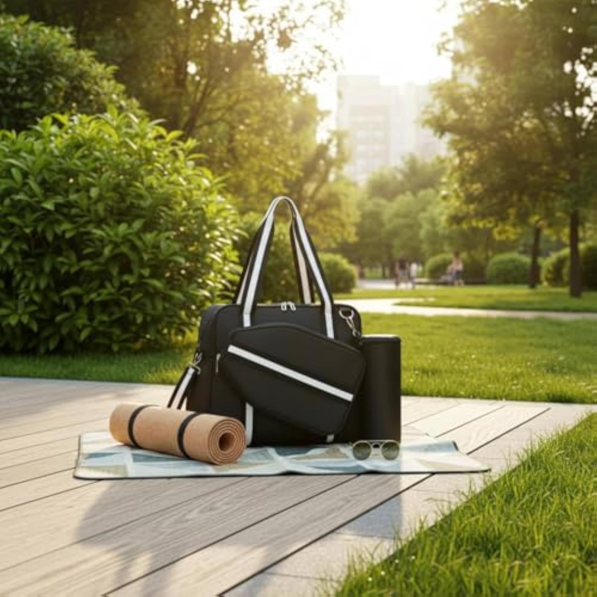 Badminton Bag Large Capacity Shoulder Racket Bag, Black